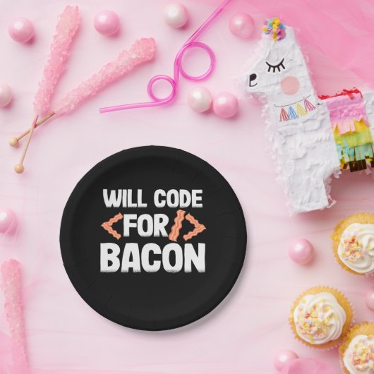 Programmer zal code voor Bacon Papieren Bordje (Feest)