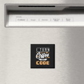 Programmer zet koffie in code magneet (Insitu (Vaatwasser))
