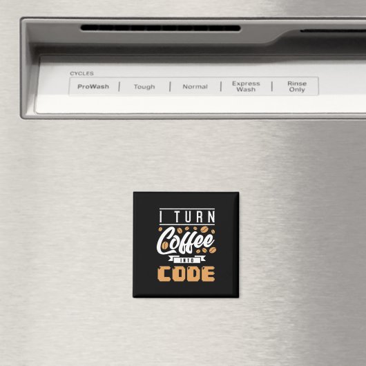 Programmer zet koffie in code magneet (Insitu (Vaatwasser))