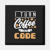 Programmer zet koffie in code magneet (Voorkant)