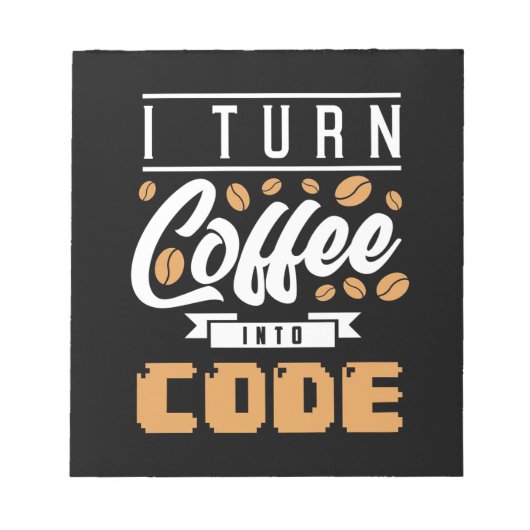 Programmer zet koffie in code notitieblok (Voorkant)