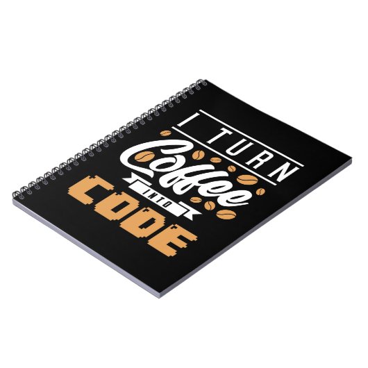 Programmer zet koffie in code notitieboek (Linkerzijde)