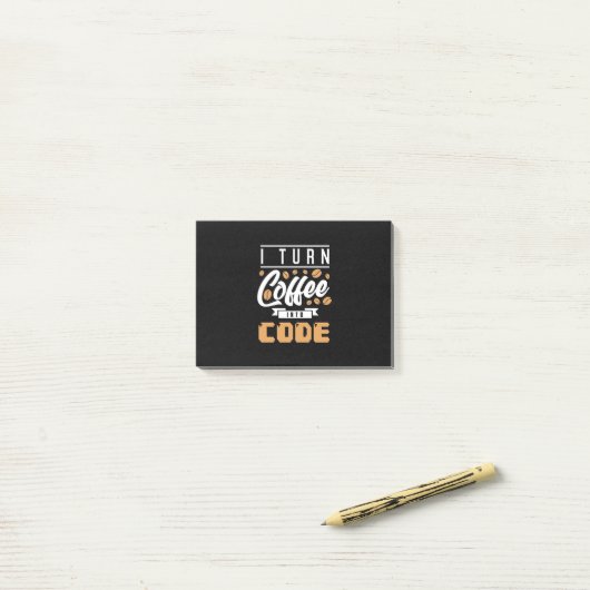 Programmer zet koffie in code post-it® notes (Op bureau)
