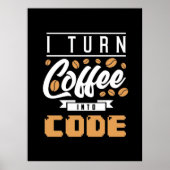 Programmer zet koffie in code poster (Voorkant)