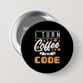 Programmer zet koffie in code ronde button 7,6 cm (Voorkant /achterkant)