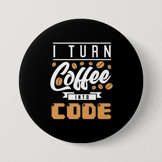 Programmer zet koffie in code ronde button 7,6 cm (Voorkant)