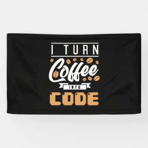 Programmer zet koffie in code spandoek