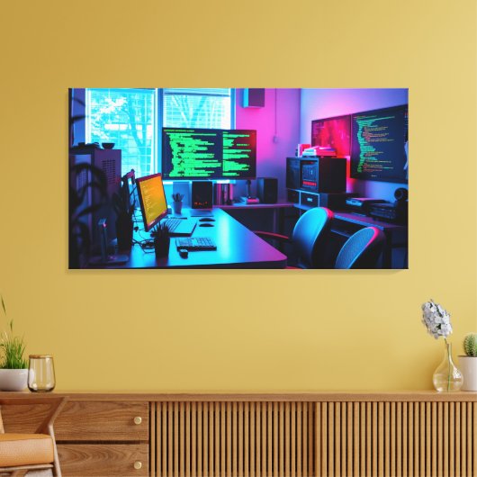 Programmeren van computers canvas afdruk (Insitu (Woonkamer))
