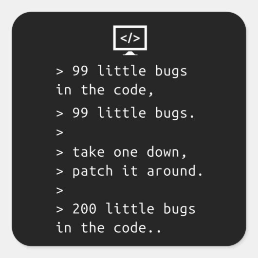 Programmering Debugging Code Funny Gift Vierkante Sticker (Voorkant)