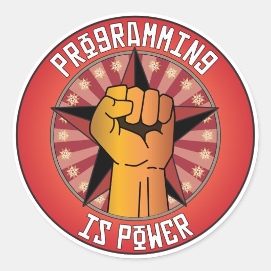 Programmering is kracht ronde sticker (Voorkant)