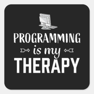 Programmering is mijn Therapy - Programmer Vierkante Sticker