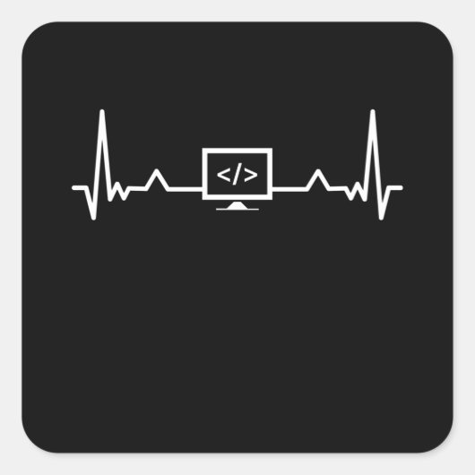 Programmering van hartslag Codeontwikkelaar Vierkante Sticker (Voorkant)