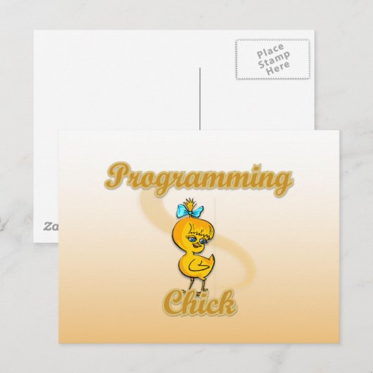 Programmerings Chick Briefkaart (Voorkant / Achterkant)