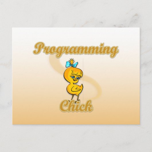 Programmerings Chick Briefkaart (Voorkant)
