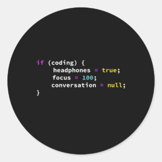Programmeringsgrap van het coderen van hoofdtelefo ronde sticker