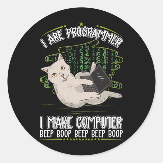 Programmeringsinformatica humor ronde sticker (Voorkant)