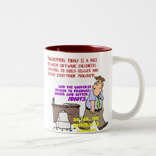 Programmers versus het universum (1) tweekleurige koffiemok (Rechts)