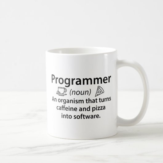 Programmeur Caffeïne Pizza Koffiemok (Rechts)