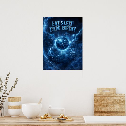 Programmeur Code Bliksemkern Poster (Keuken)