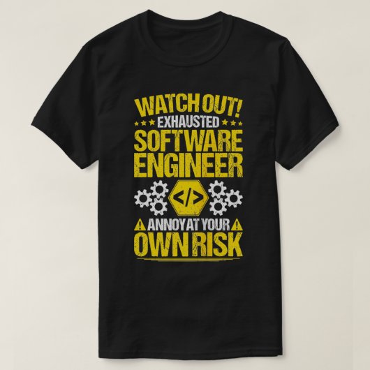 Programmeur Code Ontwikkelaar Eigen Risico Softwar T-shirt (Design voorkant)