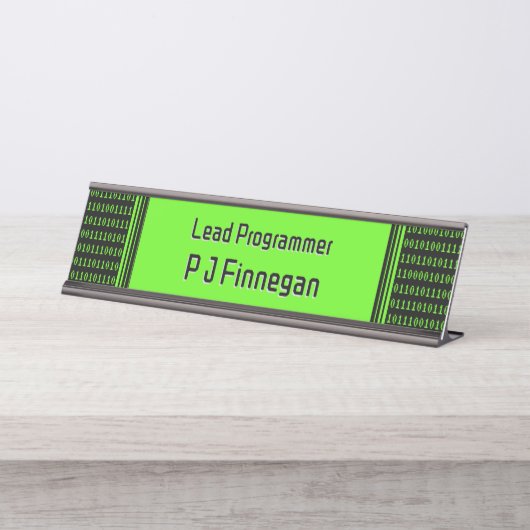 Programmeur Code zwart en groen - eigen naam / rol Bureau Naambordje (Voorkant)