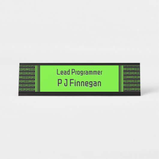 Programmeur Code zwart en groen - eigen naam / rol Bureau Naambordje (Voorkant)