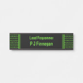 Programmeur Code zwart en groen - eigen naam / rol Deurbordje (Voorkant)