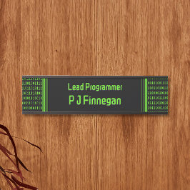 Programmeur Code zwart en groen - eigen naam / rol Deurbordje