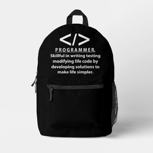 Programmeur Codeur Ontwikkelaar Programmeur Bedrukte Rugzak (Voorkant)