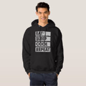 Programmeur Eet Slaap Code Herhaal Coderingswerk Hoodie (Voorkant volledig)