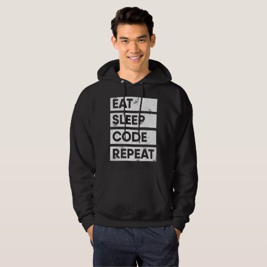 Programmeur Eet Slaap Code Herhaal Coderingswerk Hoodie (Voorkant volledig)
