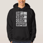 Programmeur Eet Slaap Code Herhaal Coderingswerk Hoodie (Voorkant)