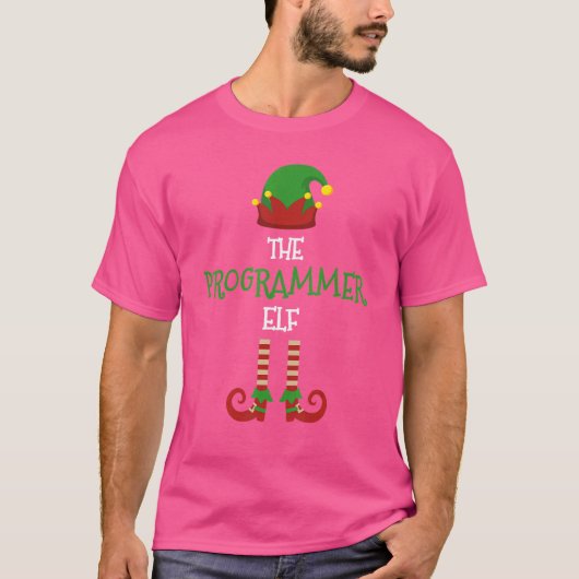 Programmeur Elf Familie Matching Groep Pyjama Kers T-shirt (Voorkant)