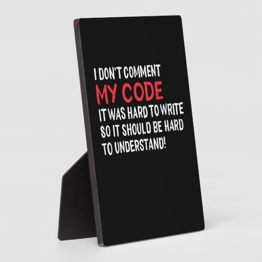 Programmeur ik becommentariëer Mijn Code niet Fotoplaat (Zijkant)