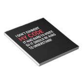 Programmeur ik becommentariëer Mijn Code niet Notitieblok (Schuin)