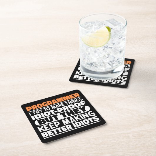 Programmeur Ik probeer dingen grappige uitspraken  Kartonnen Onderzetters (Insitu)