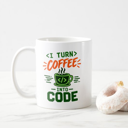 Programmeur IT Humor Ik Verander Koffie In Code De Koffiemok (Met donut)