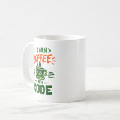 Programmeur IT Humor Ik Verander Koffie In Code De Koffiemok (Voorkant links)