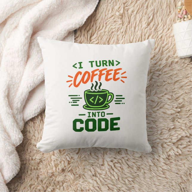 Programmeur IT Humor Ik Verander Koffie In Code De Kussen (Deken)