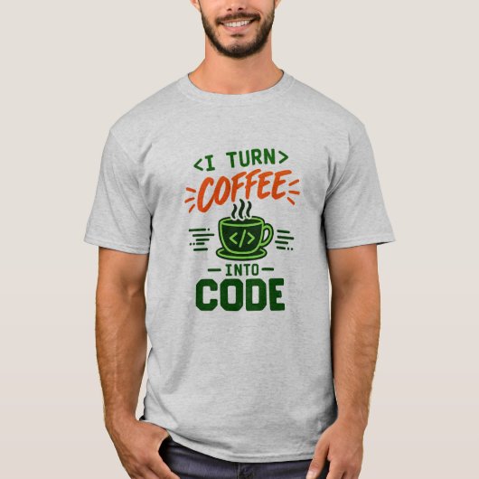 Programmeur IT Humor Ik Verander Koffie In Code De T-shirt (Voorkant)