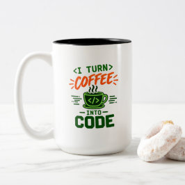 Programmeur IT Humor Ik Verander Koffie In Code De Tweekleurige Koffiemok
