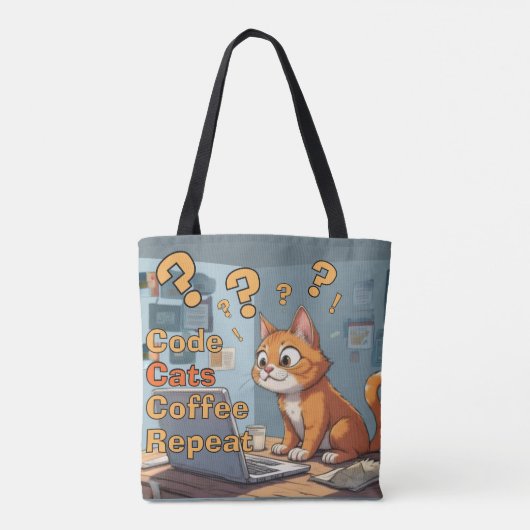 Programmeur Kat Humor Code, Katten, Koffie – Herha Tote Bag (Achterkant)
