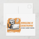Programmeur Kat Humor Debuggen is Catastrofaal Briefkaart (Voorkant / Achterkant)