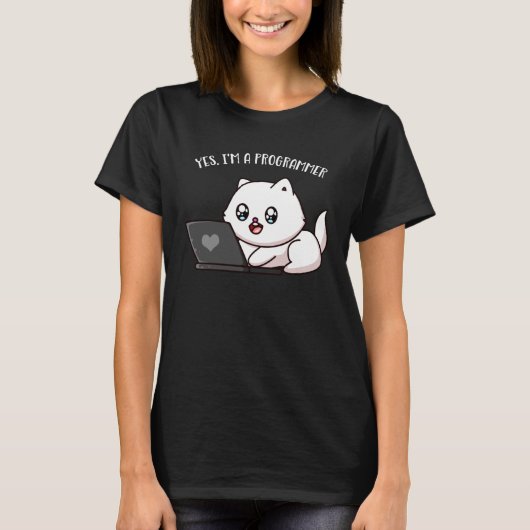 Programmeur Leuke Cat Computer Beheerder Compute T-shirt (Voorkant)
