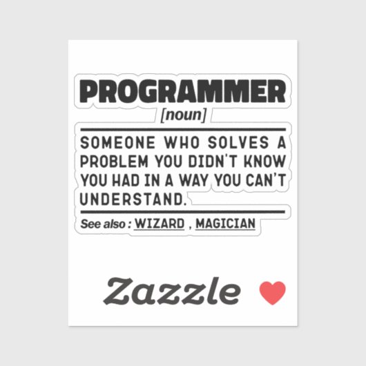 Programmeur Noun Software Developer Humor Joke Sticker (Vel)