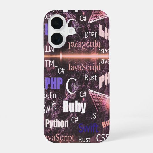 Programmeur Patroon Roze iPhone 16 Hoesje (Achterkant)