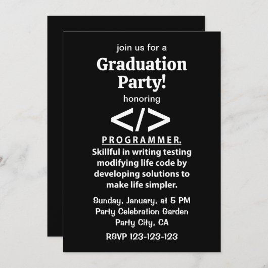 programmeur programmeur Afstuderen Kaart (Voorkant / Achterkant)