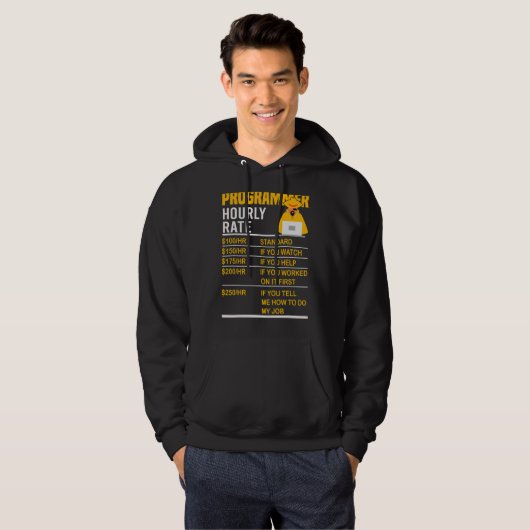 Programmeur Uur Tarief Coder Programmeren Meme Say Hoodie (Voorkant volledig)