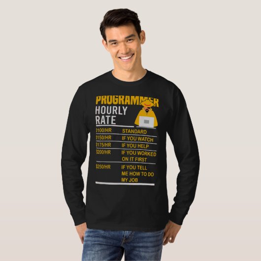 Programmeur Uur Tarief Coder Programmeren Meme Say T-shirt (Voorkant volledig)