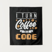 Programmeur verandert koffie in code wandkleed (Voorkant)